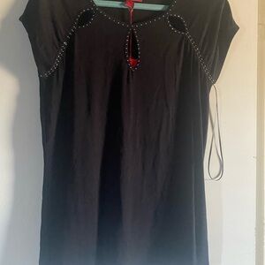 Kohl's Black Studded Keyhole Blouse